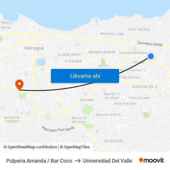Pulperia Amanda / Bar Coco to Universidad Del Valle map