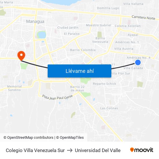 Colegio Villa Venezuela Sur to Universidad Del Valle map