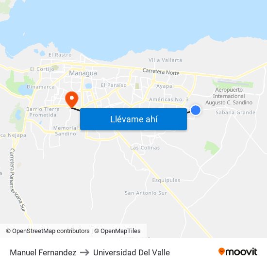 Manuel Fernandez to Universidad Del Valle map