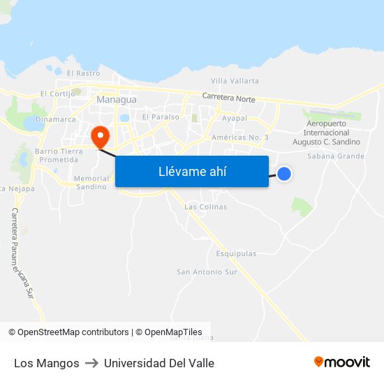 Los Mangos to Universidad Del Valle map