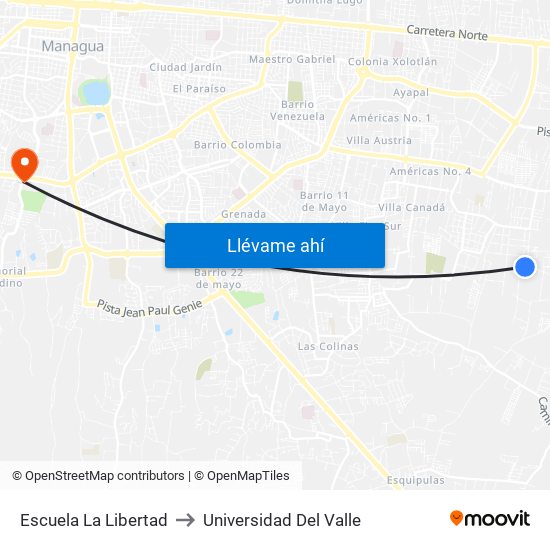 Escuela La Libertad to Universidad Del Valle map