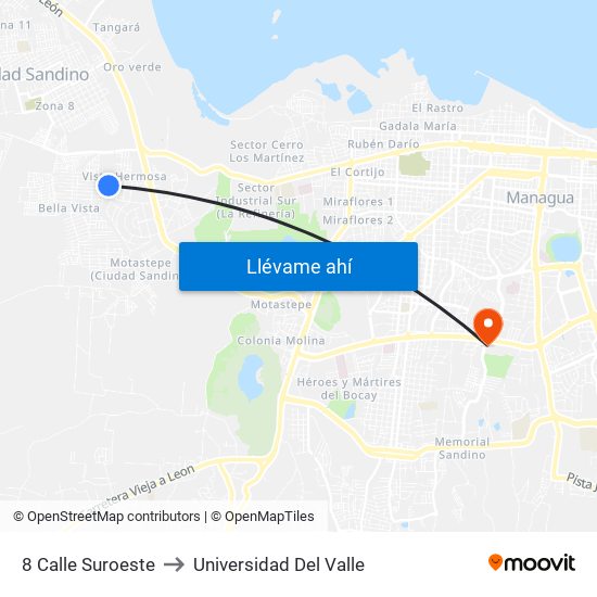 8 Calle Suroeste to Universidad Del Valle map