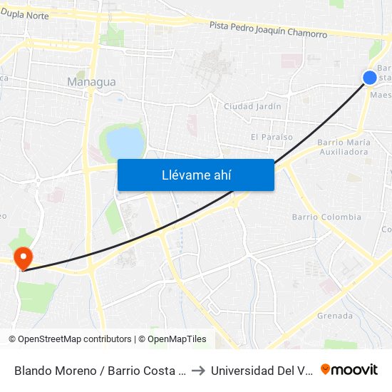 Blando Moreno / Barrio Costa Rica to Universidad Del Valle map
