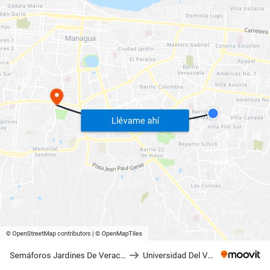 Semáforos Jardines De Veracruz to Universidad Del Valle map