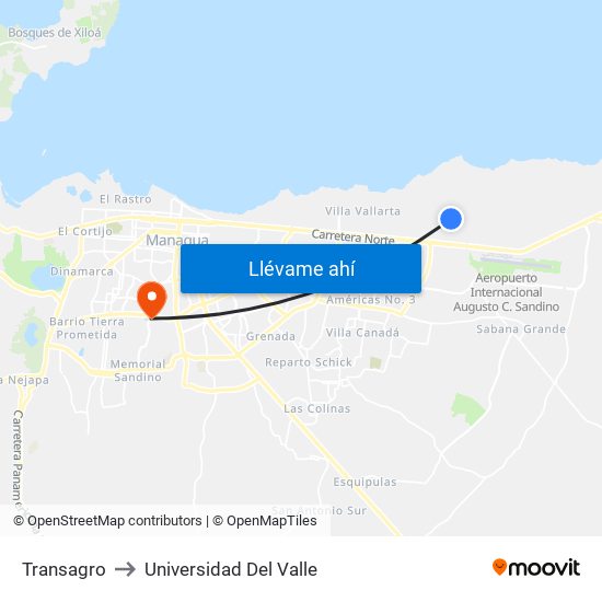 Transagro to Universidad Del Valle map