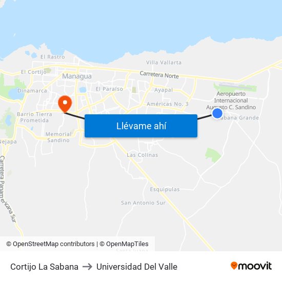 Cortijo La Sabana to Universidad Del Valle map