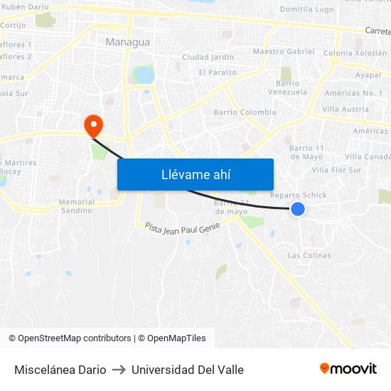 Miscelánea Dario to Universidad Del Valle map