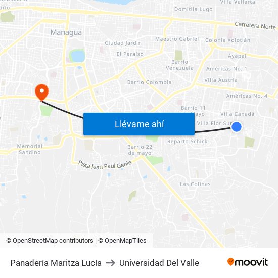 Panadería Maritza Lucía to Universidad Del Valle map