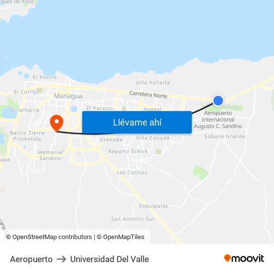 Aeropuerto to Universidad Del Valle map
