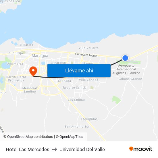 Hotel Las Mercedes to Universidad Del Valle map
