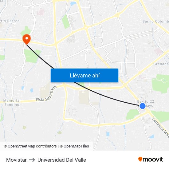 Movistar to Universidad Del Valle map