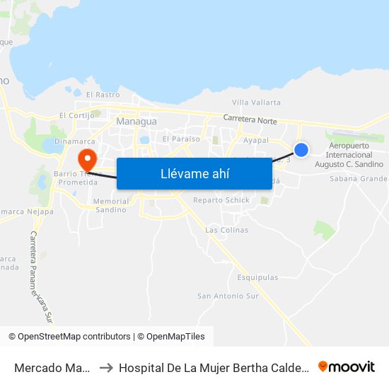 Mercado Mayoreo to Hospital De La Mujer Bertha Calderón Roque map