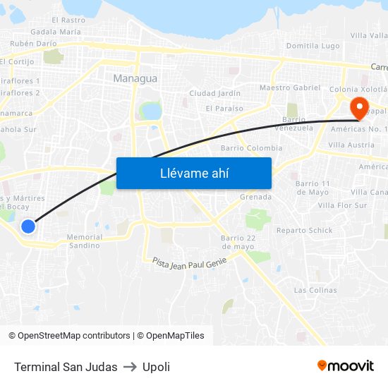Terminal San Judas to Upoli map