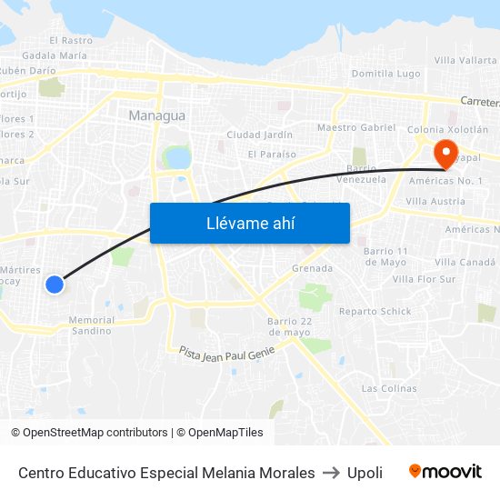 Centro Educativo Especial Melania Morales to Upoli map