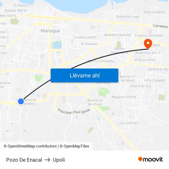 Pozo De Enacal to Upoli map