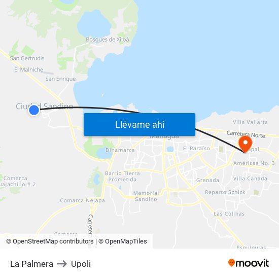 La Palmera to Upoli map