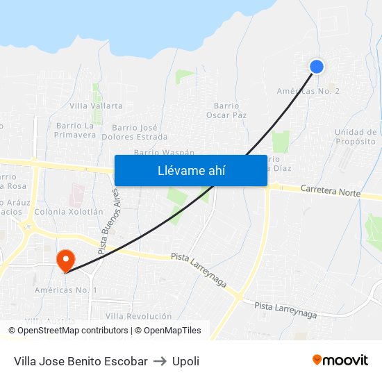 Villa Jose Benito Escobar to Upoli map