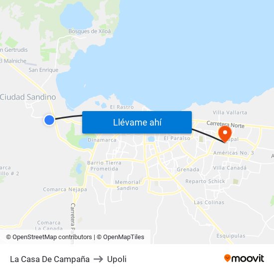 La Casa De Campaña to Upoli map