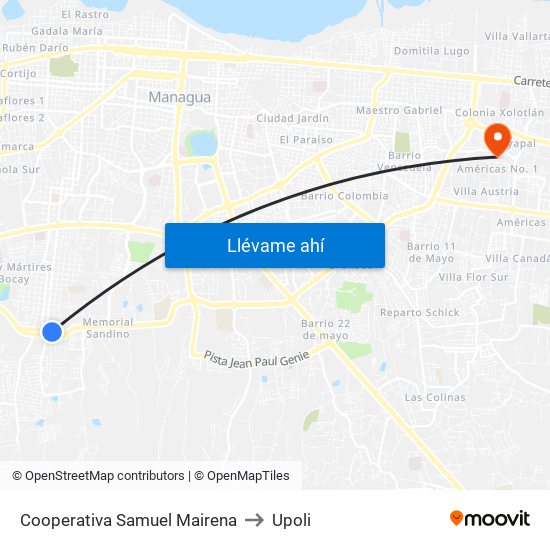 Cooperativa Samuel Mairena to Upoli map
