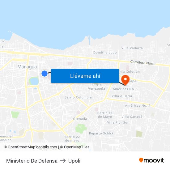 Ministerio De Defensa to Upoli map