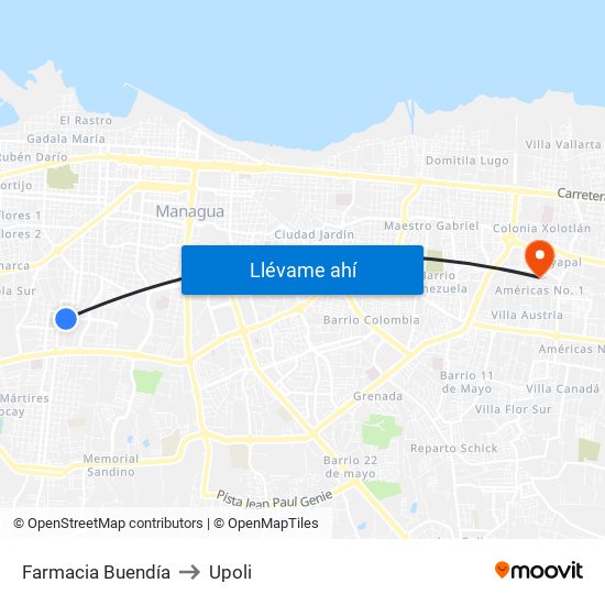 Farmacia Buendía to Upoli map