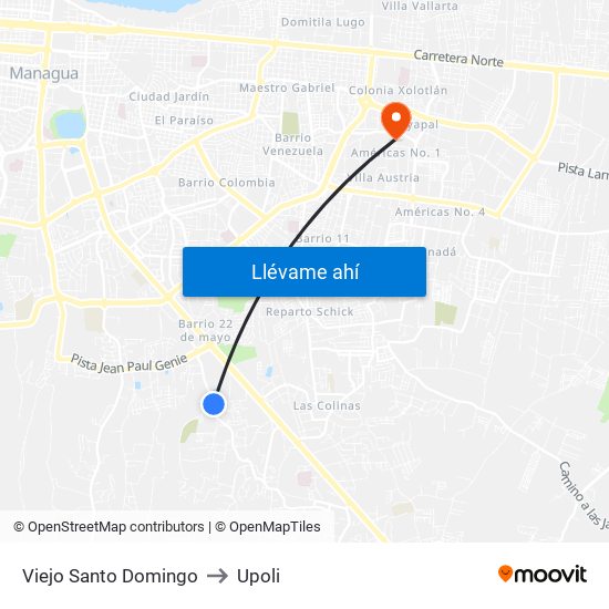 Viejo Santo Domingo to Upoli map