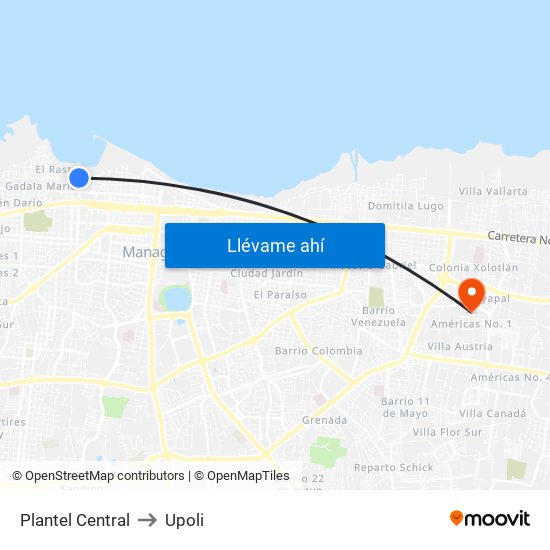 Plantel Central to Upoli map