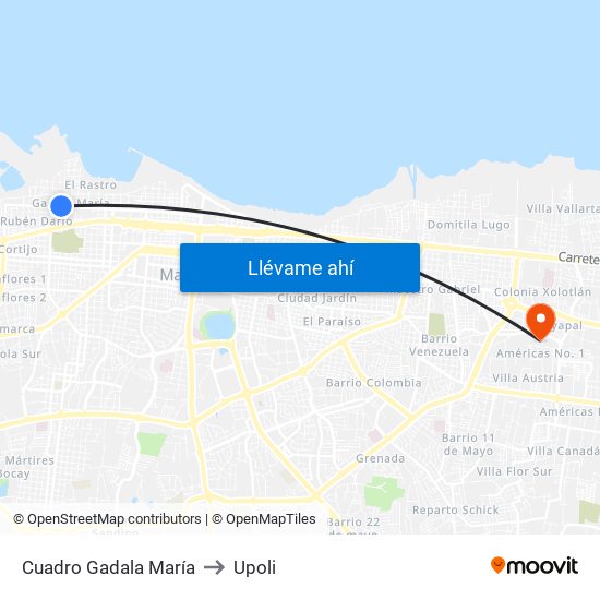 Cuadro Gadala María to Upoli map