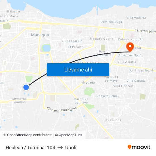 Healeah / Terminal 104 to Upoli map