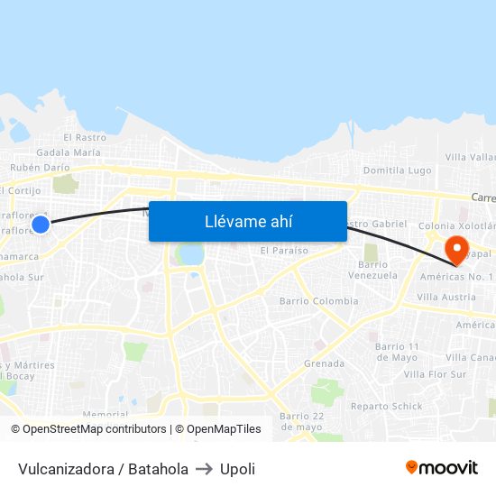Vulcanizadora / Batahola to Upoli map