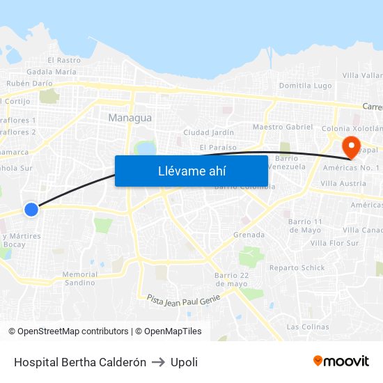 Hospital Bertha Calderón to Upoli map