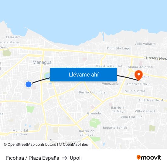 Ficohsa / Plaza España to Upoli map