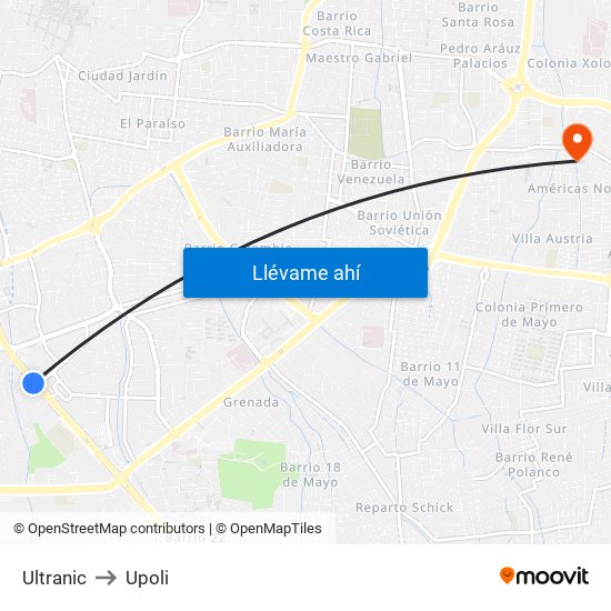 Ultranic to Upoli map