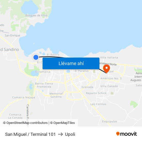 San Miguel / Terminal 101 to Upoli map