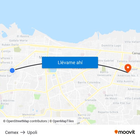 Cemex to Upoli map