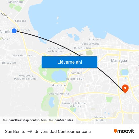 San Benito to Universidad Centroamericana map