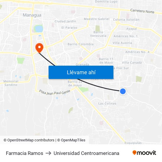 Farmacia Ramos to Universidad Centroamericana map