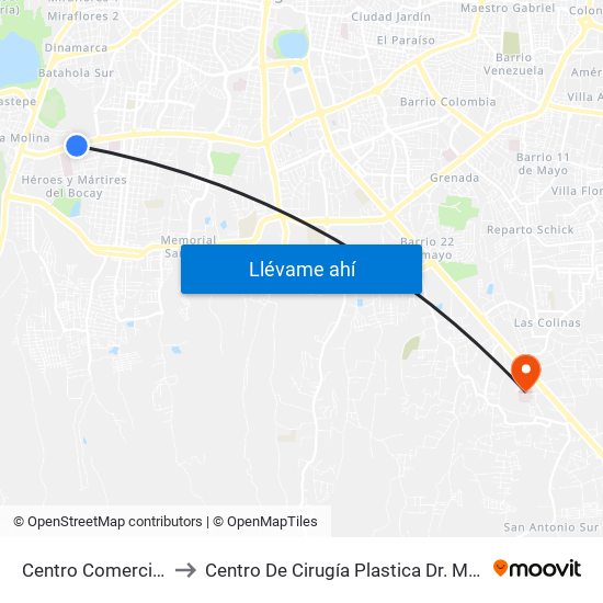 Centro Comercial Nejapa to Centro De Cirugía Plastica Dr. Mauricio Mendieta map