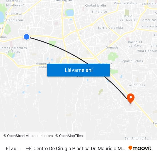 El Zumen to Centro De Cirugía Plastica Dr. Mauricio Mendieta map