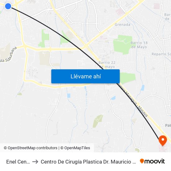 Enel Central to Centro De Cirugía Plastica Dr. Mauricio Mendieta map