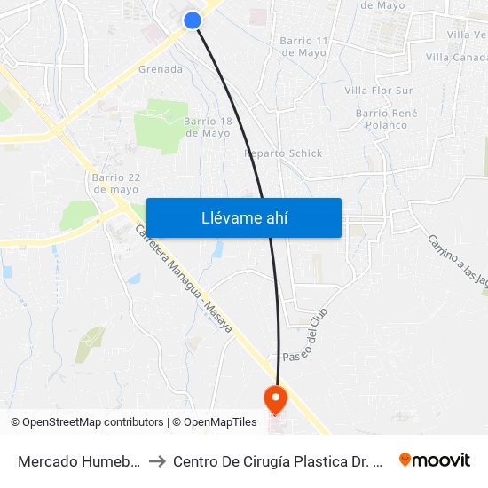 Mercado Humebes Sureste to Centro De Cirugía Plastica Dr. Mauricio Mendieta map