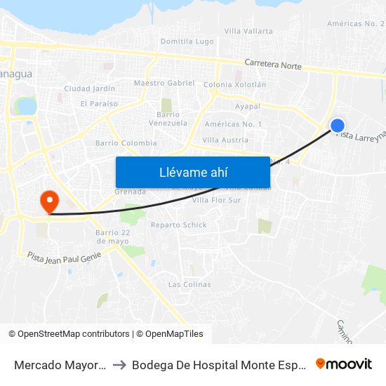 Mercado Mayoreo to Bodega De Hospital Monte España map