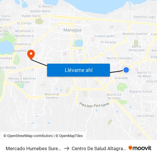 Mercado Humebes Sureste to Centro De Salud Altagracia map
