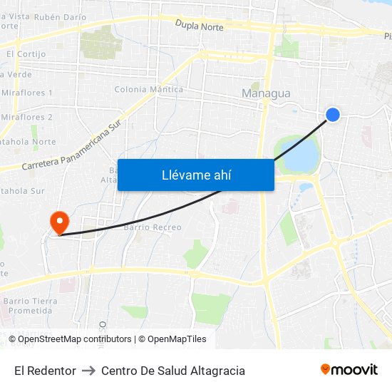 El Redentor to Centro De Salud Altagracia map