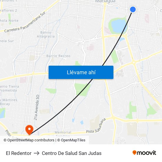 El Redentor to Centro De Salud San Judas map