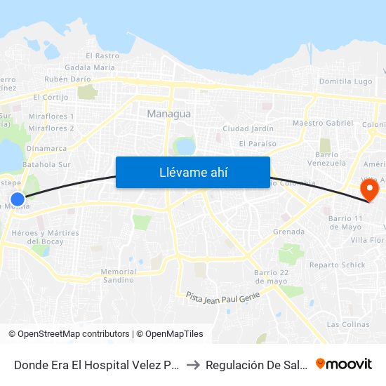Donde Era El Hospital Velez Paiz to Regulación De Salud map