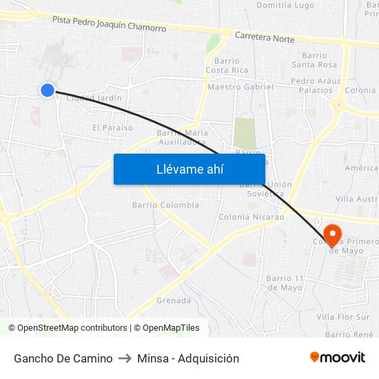 Gancho De Camino to Minsa - Adquisición map