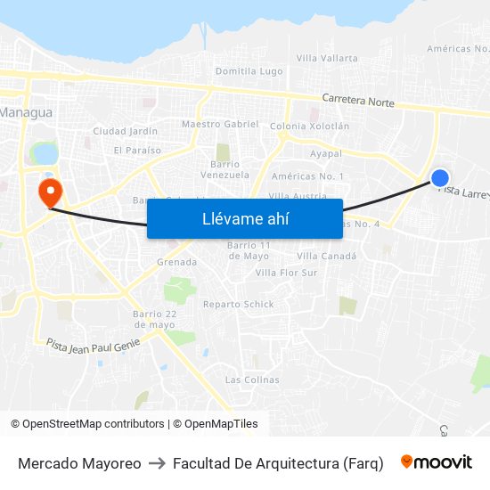 Mercado Mayoreo to Facultad De Arquitectura (Farq) map