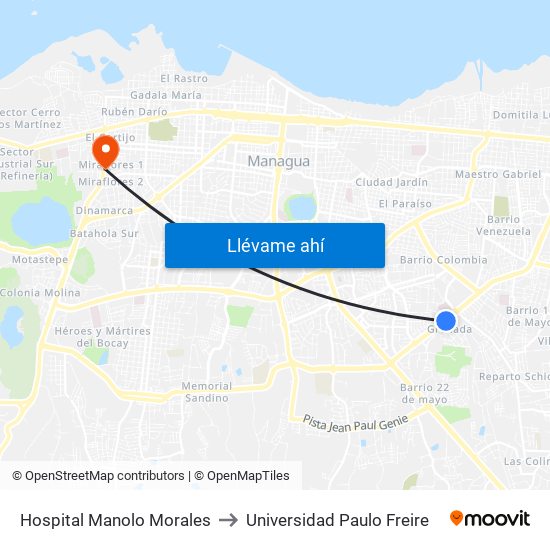 Hospital Manolo Morales to Universidad Paulo Freire map