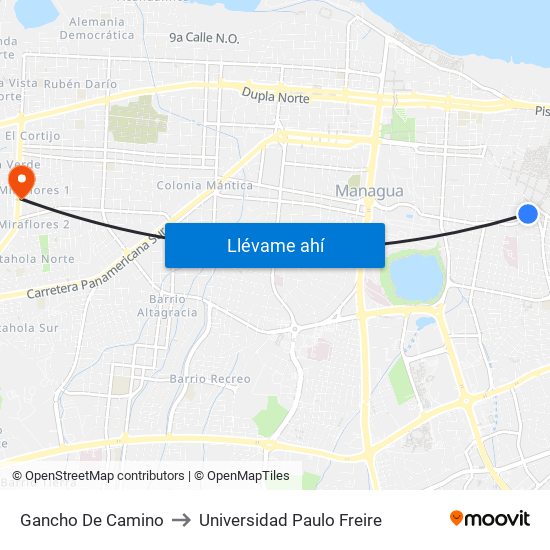 Gancho De Camino to Universidad Paulo Freire map